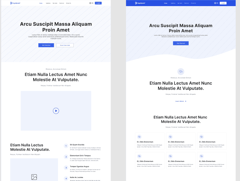 Sample UI mockup of a website design.