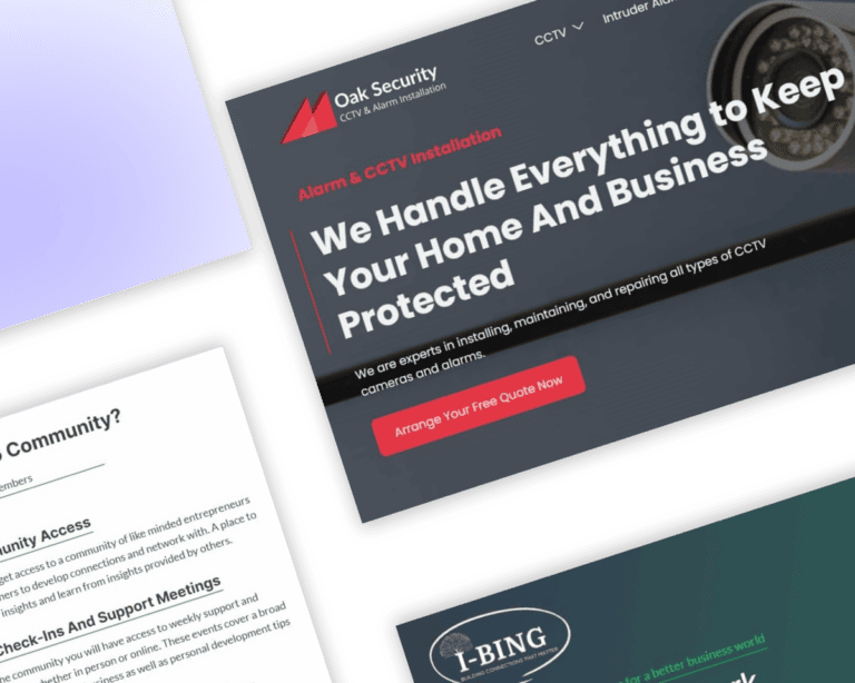 Samples of website hero sections designed by Blackfort Digital